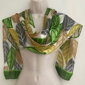 Vintage Semi Sheer Palm Print Leaf Scarf